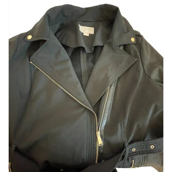 Michael Kors Women's Black Belted Asymmetrical Zipper Coat 2X fleece lined - Picture 3 of 10